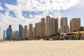 Panorama of the beach at Jumeirah Beach Residence, Dubai Royalty Free Stock Photo