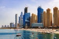 Panorama of the beach at Jumeirah Beach Residence, Dubai Royalty Free Stock Photo