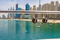 Panorama of the beach at Jumeirah Beach Residence, Dubai Royalty Free Stock Photo