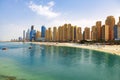 Panorama of the beach at Jumeirah Beach Residence, Dubai Royalty Free Stock Photo