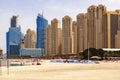 Panorama of the beach at Jumeirah Beach Residence, Dubai Royalty Free Stock Photo