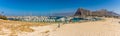 A panorama from the beach of San Vito lo Capo, Sicily with impressive mountain backdrop Royalty Free Stock Photo