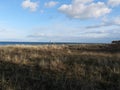 Panorama of beach vegetation and diving gondola in Zingst on DarÃ