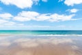 Panorama of beautiful beach and tropical sea of Lanzarote. Canaries Royalty Free Stock Photo