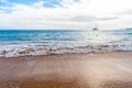 Panorama of beautiful beach and tropical sea of Lanzarote. Canaries Royalty Free Stock Photo