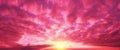 Panorama of beautiful cloudy sunset sky in Viva magenta color toning Royalty Free Stock Photo