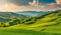 Panorama of Beautiful Countryside of Romania: Sunlit Splendor Royalty Free Stock Photo