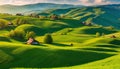 Panorama of Beautiful Countryside of Romania: Sunlit Splendor Royalty Free Stock Photo