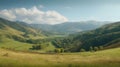 panorama of beautiful countryside of romania. sunny afternoon. Generative AI Royalty Free Stock Photo