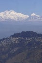 panorama of beautiful darjeeling hill station and snowcapped mount kangchenjunga