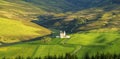 Panorama Of Beautiful Landscape Of Scotland, Corgarff Castle In Royalty Free Stock Photo