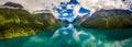 Panorama lovatnet lake Beautiful Nature Norway Royalty Free Stock Photo