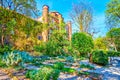 Panorama of the beautiful old Brera Botanical Garden, Milan, Italy