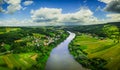 Panorama of a beautiful Polish landscape. San River near Dynow