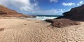 Panorama of beautiful sandy beach at Pot Alley in Kalbarri National Park in Western Australia Royalty Free Stock Photo