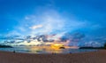 panorama beautiful sunset behind Pu island at Kata beach Phuket