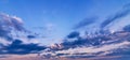 A panorama with beautiful sunset sky with clouds. Background with sky at dawn Royalty Free Stock Photo