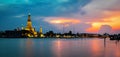 Panorama of the beautiful temple along the Chao Phraya river Royalty Free Stock Photo