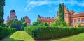 Panorama of topiary garden of Chernivtsi National University, Ukraine