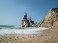 Panorama of a beautiful wave of the sea on the sand beach. Holiday summer beach background. Royalty Free Stock Photo