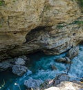 Panorama of beautiful White river in caucasian mountains in Adygea, Russia 23 Region Krasnodar Royalty Free Stock Photo