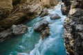 Panorama of beautiful White river in caucasian mountains in Adygea, Russia 23 Region Krasnodar Royalty Free Stock Photo