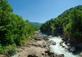 Panorama of beautiful White river in caucasian mountains in Adygea, Russia 23 Region Krasnodar Royalty Free Stock Photo