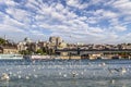 Panorama Of Belgrade Old Downtown With Tourist Nautical Port And Brankov Bridge At Savamala Area Viewed From Sava River Royalty Free Stock Photo