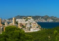 Panorama of the Benidorm city resort and Tossal de la cala from a hill of a natural park in Villajoyosa. Costa Blanca