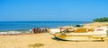 Panorama of Bentota beach with fishermen