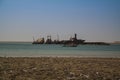 Panorama of Berbera port and beach with boats Somalia Royalty Free Stock Photo