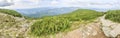 Panorama of the Beskid Zywiecki from the tourist trail to Babia GÃ³ra, Poland