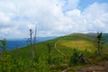 Panorama of a Beskydy mountains range in Malinowska Skala, Szczyrk, Silesian Beskid, Poland Royalty Free Stock Photo