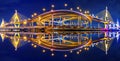 Panorama of Bhumibol suspension Bridge. Royalty Free Stock Photo