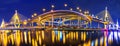 Panorama of Bhumibol suspension Bridge. Royalty Free Stock Photo