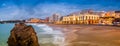 Biarritz beach, one evening in winter, in the Basque Country, France Royalty Free Stock Photo