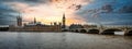 Panorama of Big Ben and House of Parliament at River Thame London Royalty Free Stock Photo