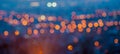 Panorama big city lights in the twilight evening with blurring b Royalty Free Stock Photo