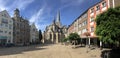 Panorama from the big market square with the Willibrordi cathedral Royalty Free Stock Photo