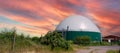 panorama biogas production, biogas plant, bio power.with sunset Royalty Free Stock Photo