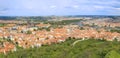 Panorama bird-eye view of the Prague Castle and the Prague old town and the new town