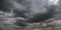 Panorama of black sky background with storm clouds. thunder front Royalty Free Stock Photo
