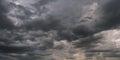 Panorama of black sky background with storm clouds. thunder front Royalty Free Stock Photo