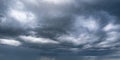 Panorama of black sky background with storm clouds. thunder front Royalty Free Stock Photo