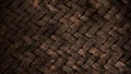 Panorama black weave wood texture for wallpaper background. Panoramic dark black bamboo woven texture.