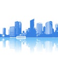 Panorama of blue city Royalty Free Stock Photo