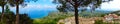 Panorama blue lagoon coast landscape ionian sea on Corfu island Royalty Free Stock Photo