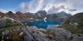 Panorama of Blue mountain lake high in the mountains. Untouched Royalty Free Stock Photo