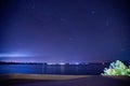 Panorama blue night sky milky way and star on dark background. stars, nebula and galaxy with noise and grain..amazing Royalty Free Stock Photo