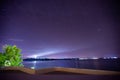 Panorama blue night sky milky way and star on dark background. stars, nebula and galaxy with noise and grain..amazing Royalty Free Stock Photo